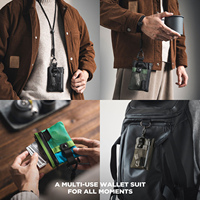 Portefeuille de voyage anti-RFID en nylon, porte-cartes avec fenêtre d'identification et poches zippées, logo personnalisé