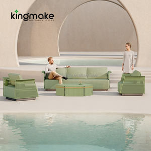 Foshan Factory Ensemble de mobilier d'extérieur Villa verte résistante aux intempéries Ensemble de canapés de jardin en aluminium de 4 pièces - Product Image 6