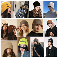Bonnet en tricot double couche classique personnalisé pour hommes et femmes, bonnet d'hiver épais à revers, bonnet en tricot
