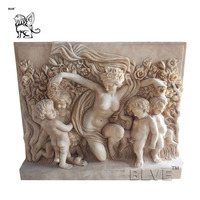 Grande statue d'ange en marbre sculptée à la main, art mural en pierre, sculptures en relief, extérieur