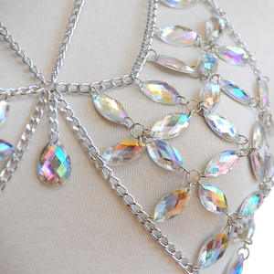 2024自由奔放に生きるゴールドボディチェーンファッションサマービーチビキニセクシーハーネスブララインストーンウエストチェーンチャームボディアクセサリージュエリー - Product Image 6