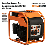 Générateur à essence refroidi par air 3,8 kW 4,2 kW de pointe, moteur 223 cm³, 230 V 50 Hz, alimentation portable pour chantier de construction, location, vente en gros