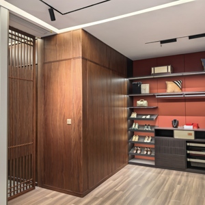 装飾的な中国風モダン壁パネル木製壁ブラックウォールナット突板木製壁パネルリビングルーム用 - Product Image 4