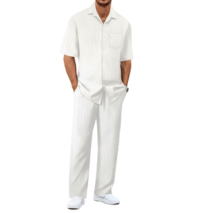 Nuevo Estilo, Ligero, Maduro, Casual, Simple, Ecológico, Traje de Dos Piezas de Camisa de Manga Corta y Pantalones para Hombre de Verano - Product Image 4