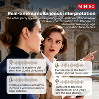 Casque sans fil véritable à réduction de bruit MINISO MS103, écran numérique HD 6.0, qualité sonore HiFi, casque de jeu et de sport