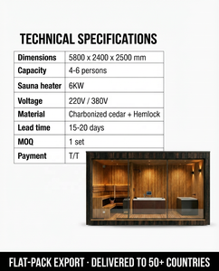 Sauna extérieur de luxe en cèdre rouge massif certifié CE 3-en-1 avec chauffage infrarouge traditionnel et installation facile - Product Image 6