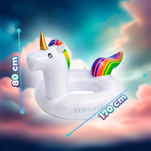 Flotador inflable de unicornio ELE-GATE con diseño de arcoíris para niños y adultos - Product Image 2