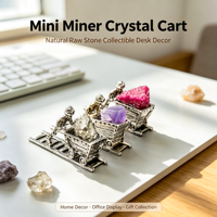 Chariot de mineur en métal en gros avec cristal brut naturel, décor de bureau pour collectionneur, cadeau, fournisseur en gros