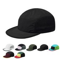 Gorra de camping de 5 paneles de malla de nailon de secado rápido personalizada, sin estructura, impermeable, ajustable, sólida, para aventuras al aire libre, ciclismo, unisex, talla 4