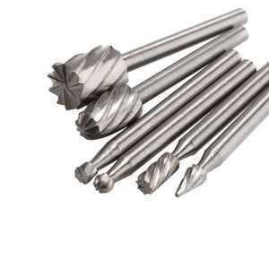 Woodworking Rotary Burr <b>Bits</b> High Carbon Steel For <b>Wood</b> Carving Engraving <b>Drilling</b> Milling Tool Set - Product Image 1
