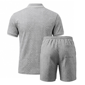 Conjunto de Polo para Hombre 2026, Tela Jacquard, Manga Corta, Diseño a Cuadros, Verano, Ligero, Casual, Dos Piezas - Product Image 3