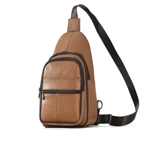 DUJIANG, bolso de pecho de cuero de vaca genuino para hombre, bandolera deportiva portátil de estilo Vintage para hombre, diseño de moda