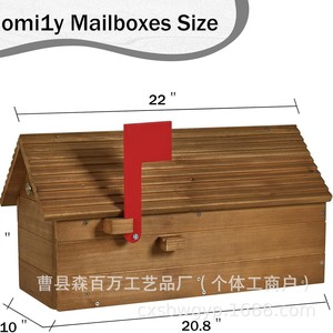 Buzón de Madera con Techo de Cedro, Madera Tratada Impermeable, Caja de Almacenamiento para Jardín Exterior, Color Retro, Multiusos - Product Image 4