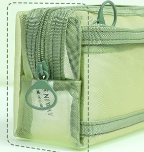 Transparent Mesh Pencil Case Zipper Closure-High Capacity Dirt-Resistant. Minimalist 'Ins Style' Stationery <b>Bag</b> for Students - Product Image 4