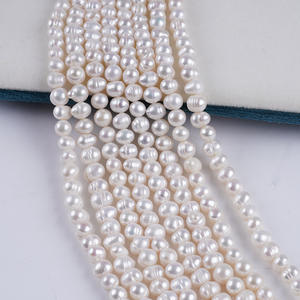 ไข่มุกน้ำจืดธรรมชาติขนาด 6-7 มม. สีขาว แบบร้อยเชือก สำหรับงาน DIY เครื่องประดับทำมือ สร้อยคอ จูจี้ - Product Image 3