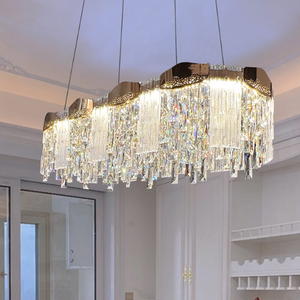 Zèle éclairage salon hôtel villa moderne or rond rectangulaire luxe k9 lustre en cristal - Product Image 5