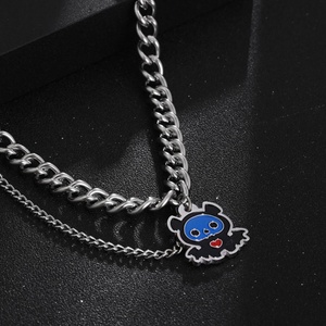 Collar de Diablo en Oferta, Regalo de Halloween, Esmalte Negro y Azul, Personalizado, Collar con Colgante de Acero Inoxidable para Hombre y Mujer - Product Image 3