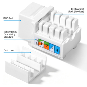 โมดูลเชื่อมต่อเครือข่าย Cat6 แบบเจาะรู 90 องศา พอร์ต <span class=keywords><strong>RJ45</strong></span> สำหรับงานเดินสาย LAN ในบ้านและสำนักงาน - Product Image 6