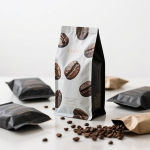 Bolsa de Café Personalizada con Impresión, de Aluminio Negro Mate, 100g 250g 500g 1kg 12 oz, con Fondo Plano de Plástico y Válvula - Product Image 2