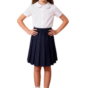 Chemisier d'école primaire col arrondi manches courtes filles blanc chemise facile haute qualité doux respirant personnalisé enfant uniforme scolaire - Product Image 1