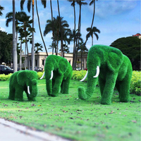 Décoration de jardin extérieur figures d'animaux grandeur nature résine fibre de verre plantes vertes animal éléphant zoo thème parc décor de jardin