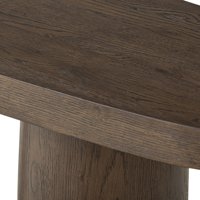 Table console ovale à bords arrondis en bois massif, design minimaliste de luxe, artisanale, durable, pour salon, design Wabi Sabi