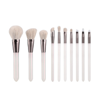 Ensemble de pinceaux cosmétiques de luxe pour le visage, fibres synthétiques, mélange de poudre vegan, fond de teint, contour, outils de beauté, ensemble de pinceaux de maquillage, 10 pièces