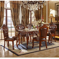 Ensemble de table et chaises de salle à manger antiques européennes, style classique royal de luxe, en bois massif, meubles de salle à manger vintage, ensembles complets pour la maison