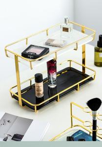 Cosmétiques de bureau multicouches boîte de réception produits de soins de la peau parfum coiffeuse étagère salle de bain lavage gargarisme table plateau - Product Image 5