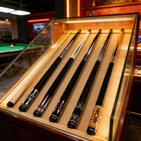 S.Q.F Luxe Étui de présentation pour ensemble de queues de billard en bois d'érable avec joint central 1/2, en acier inoxydable, avec poignée en Lacewood et en fibre de carbone pour snooker