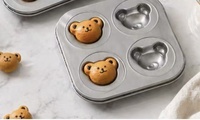 Moule à madeleines antiadhésif en acier au carbone à 4 cavités, motif ours mignon, doré et noir au choix, pour mini-gâteaux