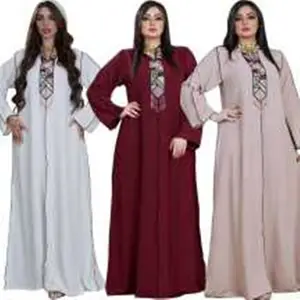 Lüks zarif beyaz zarif arap ramazan açık Abaya Eid elbise fas Kaftan türkiye müslüman kadınlar mütevazı Jalabiya abiye