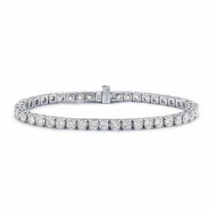 Pulsera de tenis de oro blanco de 14K para mujer, joyería con diamantes de corte brillante redondo Simple y clásico - Product Image 2