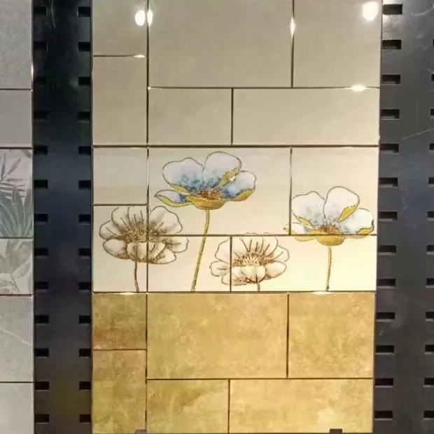 Goedkope Badkamer Bloem Decoratie Keramische Wandtegels 30X60 Gouden Lijn
