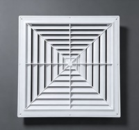 Diffuseur d'air de plafond ABS 4 voies, face 550 mm, découpe 500 mm, conduit 250 mm, diffuseur carré anti-condensation pour maison et bureau