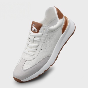 Baskets blanches en cuir véritable pour hommes, imperméables, respirantes, antidérapantes, à semelle épaisse, confortables, décontractées, pour la marche, en coton - Product Image 3