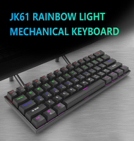 Alimentation d'usine filaire arc-en-ciel LED personnalisé rvb rétro-éclairé programmable mécanique détachable type-c câble 61%