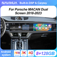 Autoradio multimédia Android à double écran Navihua nouvelle version, Carplay, autoradio stéréo, lecteur DVD pour Porsche Macan 2018-2023