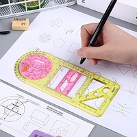 Ensemble de dessin géométrique multifonctionnel : compas métallique, règle, rapporteur, kit de géométrie triangulaire pour étudiants, fournitures scolaires, cadeau
