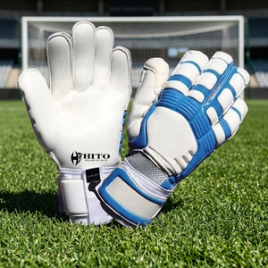 Nouveaux gants de gardien de but respirants en latex, à doigts entiers, avec paume injectée, coupe négative, design et logo personnalisés, sangle élastique - Product Image 2