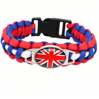 Bracelet en paracorde personnalisé avec le drapeau du Royaume-Uni, bracelet tressé de survie pour les fans de sport et souvenirs
