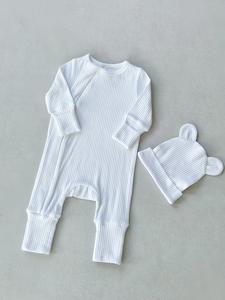 Jumpsuit rumbai bayi 2 buah melar katun Pit Strip Jumpsuit untuk bayi baru lahir Ins wafel Ruffle katun bayi busur melar lucu - Product Image 5