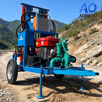 Foreuse hydraulique mobile sur remorque pour puits d'eau, moteur diesel compact 150m