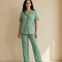 Nouvel ensemble de pyjama deux pièces pour femme, modèle 2026, grande taille, manches courtes, boutonné, avec bordure festonnée, vêtements d'intérieur, du XL au 4XL