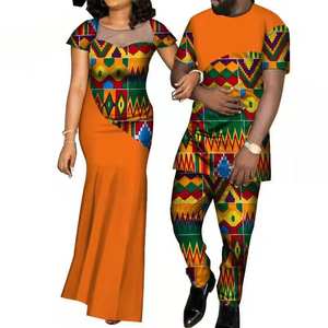 Tenues assorties sur mesure pour couples, Dashiki africain grande taille, chemises et pantalons pour hommes, ensembles pour femmes, vêtements de fête de mariage en coton - Product Image 3