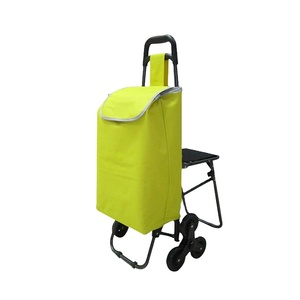 Chariot de courses pliable en polyester <span class=keywords><strong>à</strong></span> <span class=keywords><strong>6</strong></span> <span class=keywords><strong>roues</strong></span> pour supermarché, avec fonction monte-escalier et siège intégré - Product Image 5
