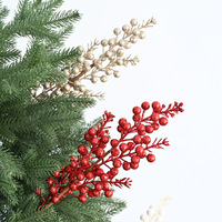 Décorations de Noël artificielles style européen-américain, en forme de baies dorées, à 3 ou 5 branches, en mousse, les plus vendues