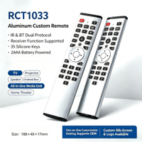 Télécommande OEM ODM JCXK RCT1033 en alliage d'aluminium à 33 touches, double protocole IR BLE pour Android Box