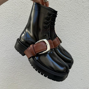 Bottines Chelsea courtes en cuir véritable noir 2025, confortables, style rétro, simplicité, rehaussantes, souples, à bout fendu - Product Image 4