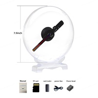 MissYou - Proyector Holográfico de Alta Tecnología de 20 cm con 80 LED, Control Remoto, APP/WIFI/3D, Ventilador de Visualización Publicitaria, Rotación de Doble Eje, Transparente